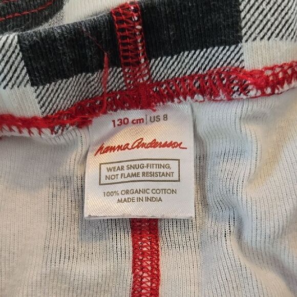 Kids Black and White Checkered Pajamas with Red Accents - Picture 2 of 5